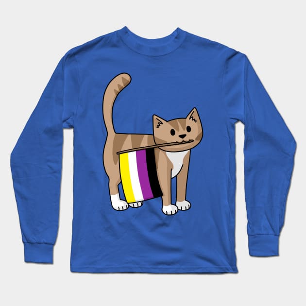 Non-Binary Cat Long Sleeve T-Shirt by Doodlecats 
